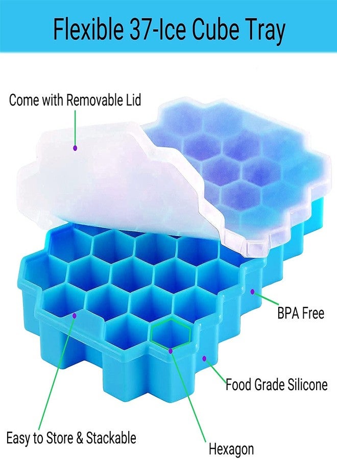OLMARTT KITCHENWARE Ice Cube Tray Silicone for Freezer Honeycomb 37 Cavity Ice Cube Mould Flexible Tray for Freezer, Chocolate Cake Maker, Ice Trays for Chilled Drinks, Reusable (Multi Color) - Image 4
